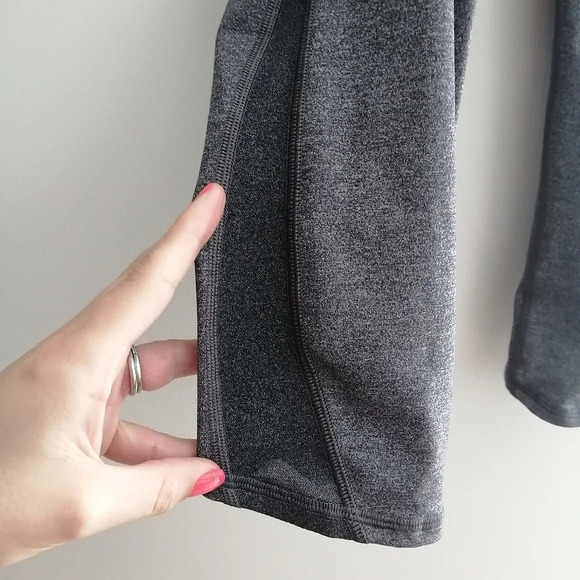 Lululemon Train Times 17" Crop High Rise Leggings Heathered Gray with Mesh 4 - Picture 6 of 16
